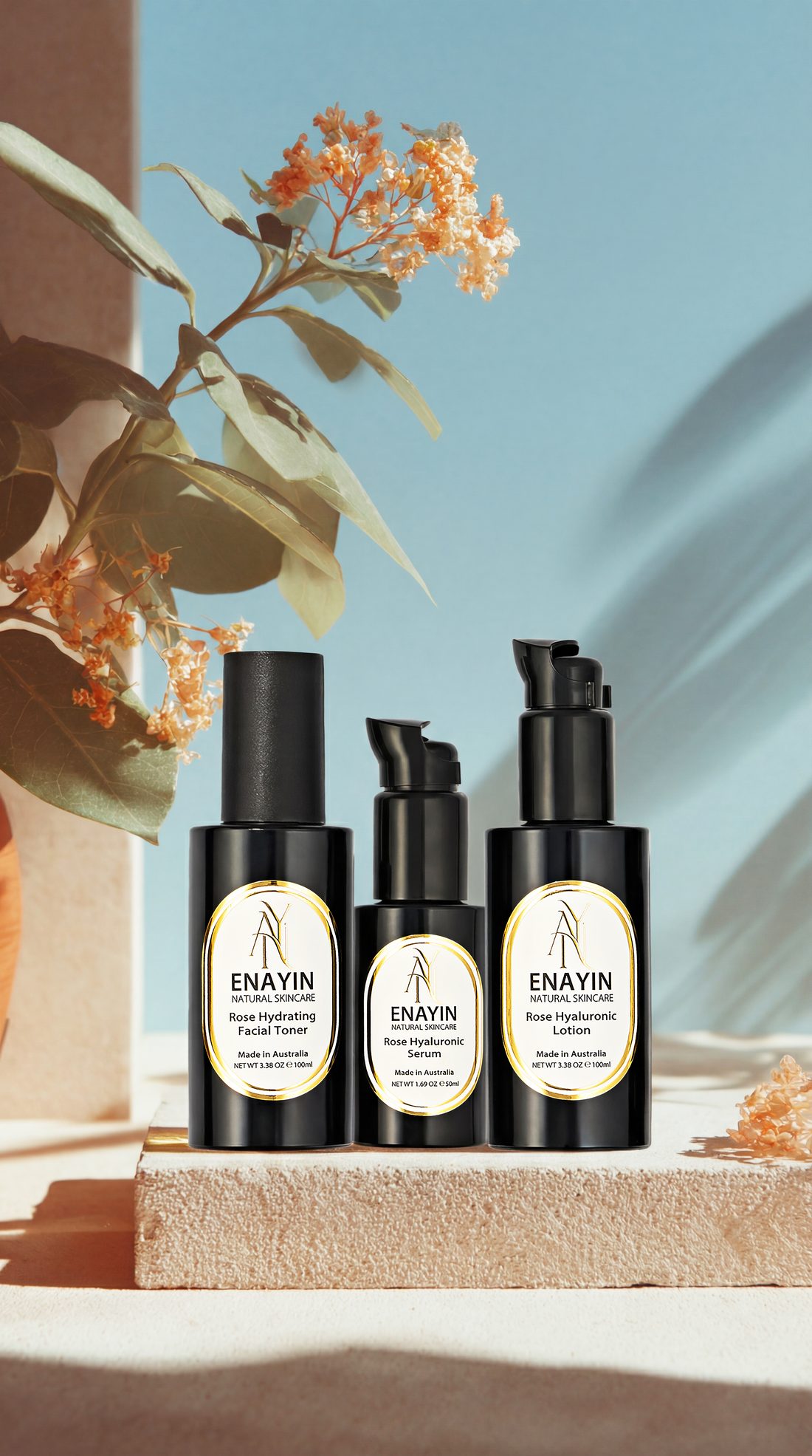 기프트 세트: 3스텝 로즈 히알루로닉 스킨케어